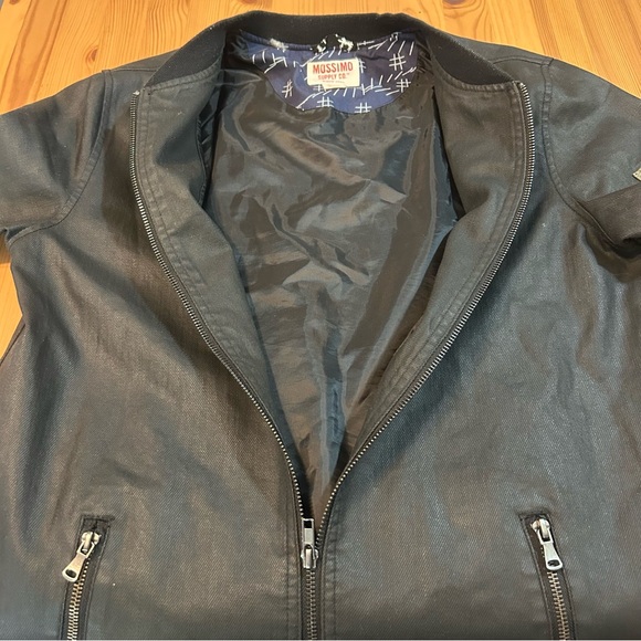 Mossimo Young Adult Jean Jacket Lined Zip Pockets Bomber Flight Black Sz XL (16) - Picture 3 of 9